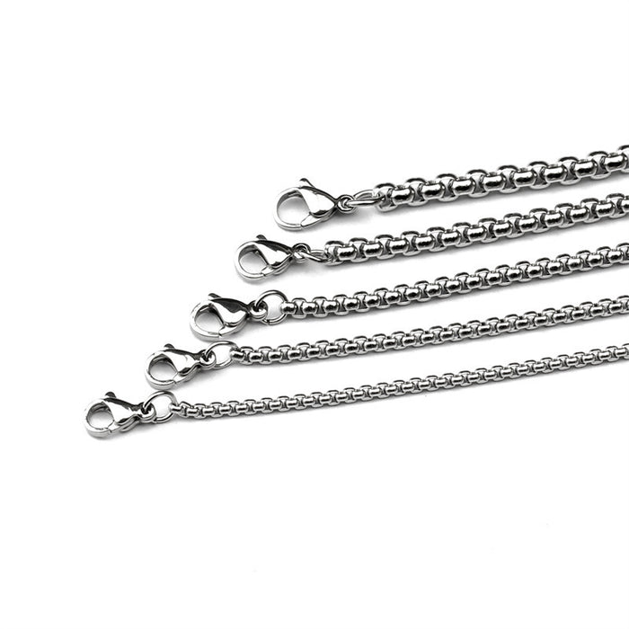 Wholesale Stainless steel square pearl necklace, titanium steel jewelry with chain, thick chain, men's snake bone chain, plain chain, simple