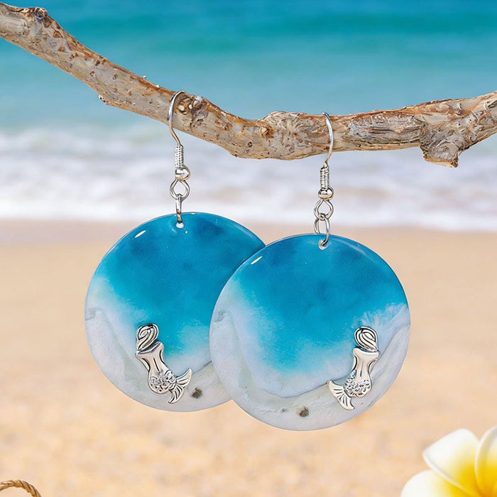 Wholesale Ocean Theme Acrylic Drop Earrings Turtle Starfish Pattern Boutique Jewelry