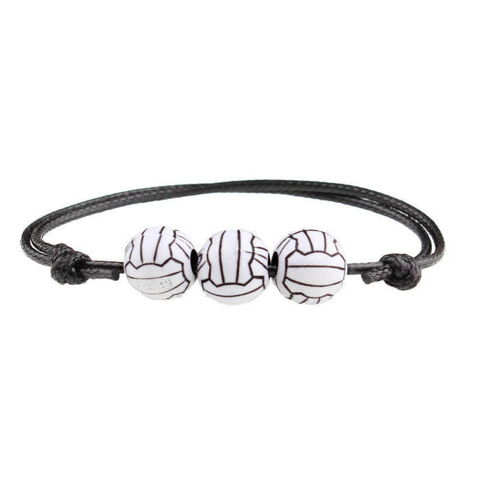 Wholesale Adjustable Elasticity Sports Bracelet, Football, Baseball Bracelet, Ball Beads, Handmade Rope