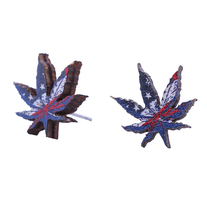 Wholesale American Independence Day Sunflower Butterfly Pentagram Eagle Various Wooden Earrings JDC-ES-ChouTteng019