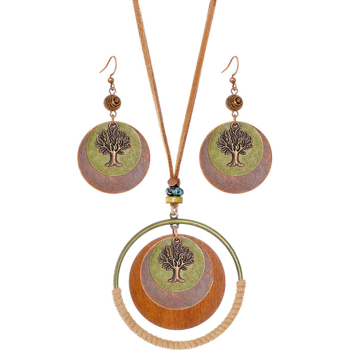 Wholesale Vintage Tree of Life Earring and Necklace Set Bohemian Style MOQ≥2
