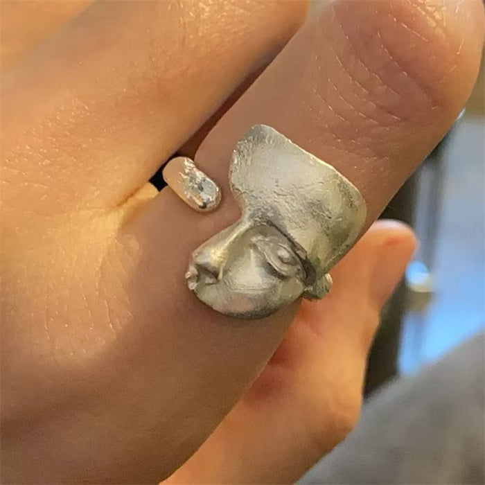 Wholesale Niche Mask Alloy Ring with Versatile Openings, Personalized Mask Ring, Matte Matte High Grade Texture, Ring Jewelry