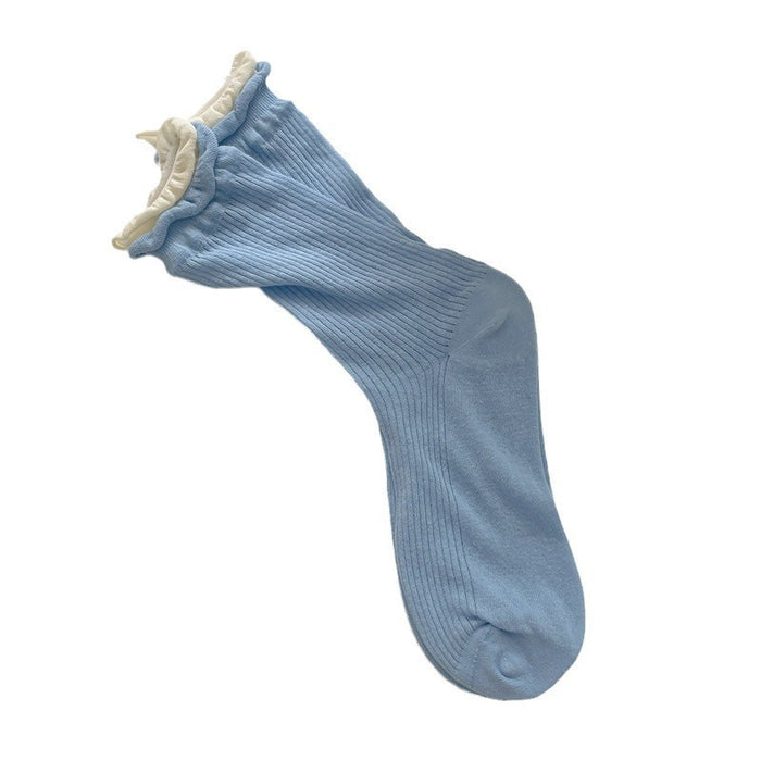 Wholesale Minimally spliced fake two-piece stacked socks thin design with double screw mouth transparent middle tube