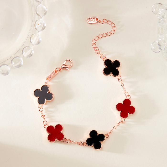 Wholesale four-leaf clover bracelet for women South Korea simple ins Five-Flower fritillary good luck four-leaf clover all-match bracelet chain