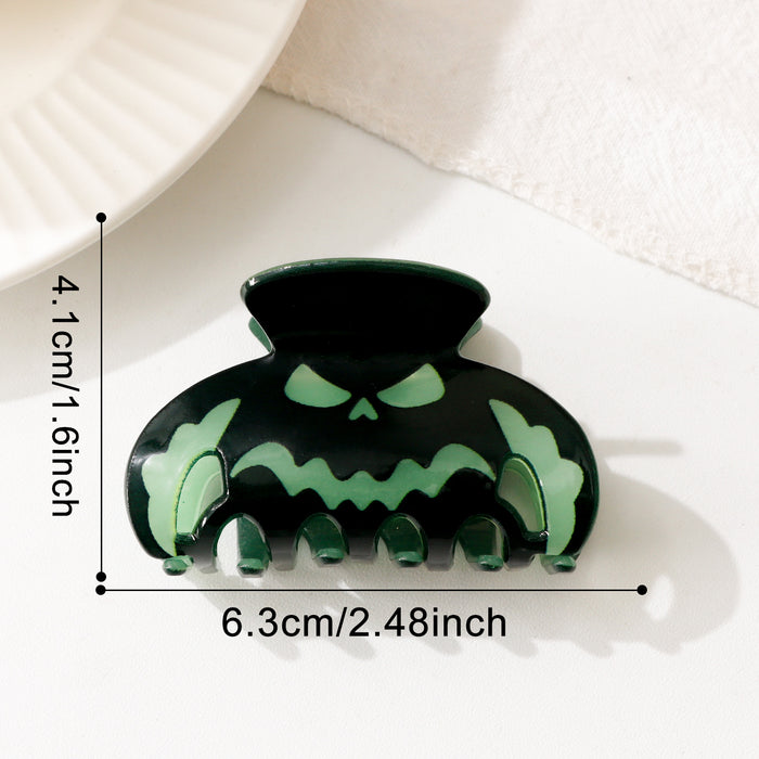 Wholesale  Glow In The Dark Acrylic Hair Claw Clip Pumpkin Face Design Women S Party Hair Accessory