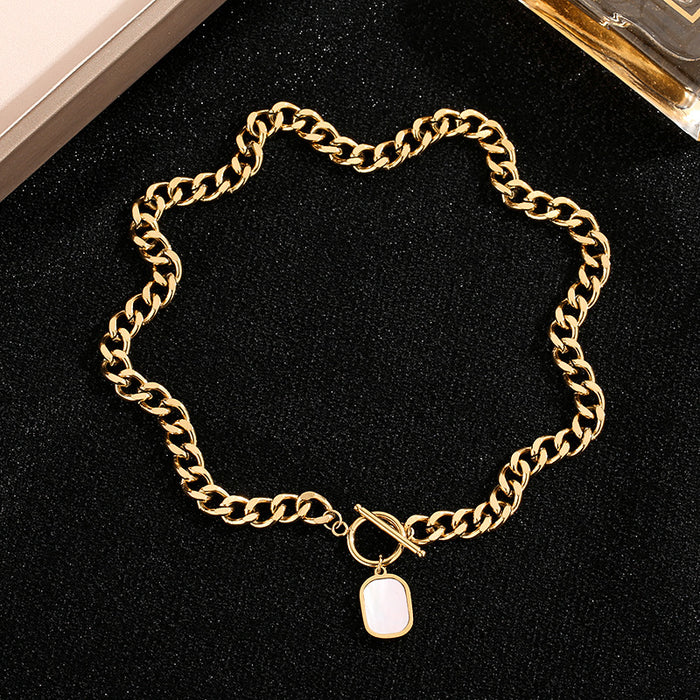 Wholesale High-grade ing Chain Imitation White Mother Pendant Necklace