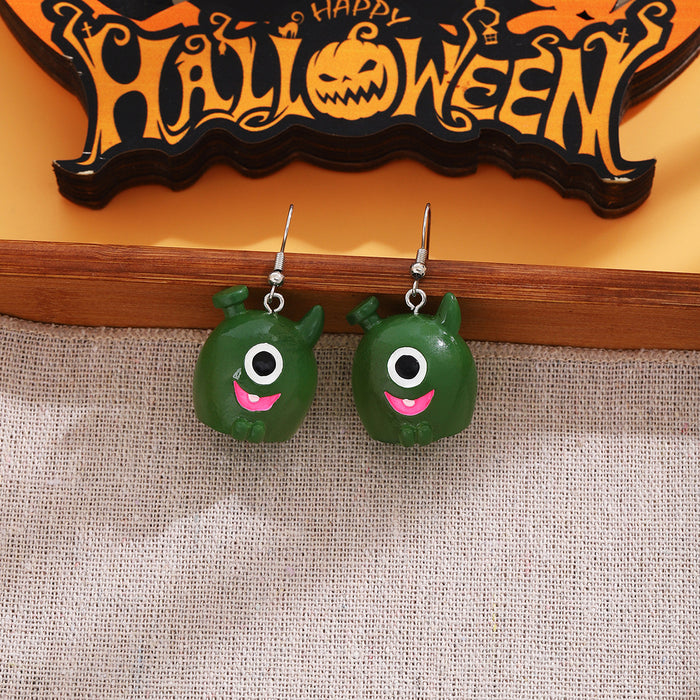 Wholesale  cartoon pumpkin ghost resin earrings funny personality big eye monster witch hat death Earrings