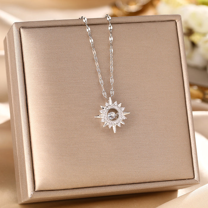 Wholesale Micro-Inlaid Zirconia Silver Titanium Steel Necklace JDC-NE-YinY001