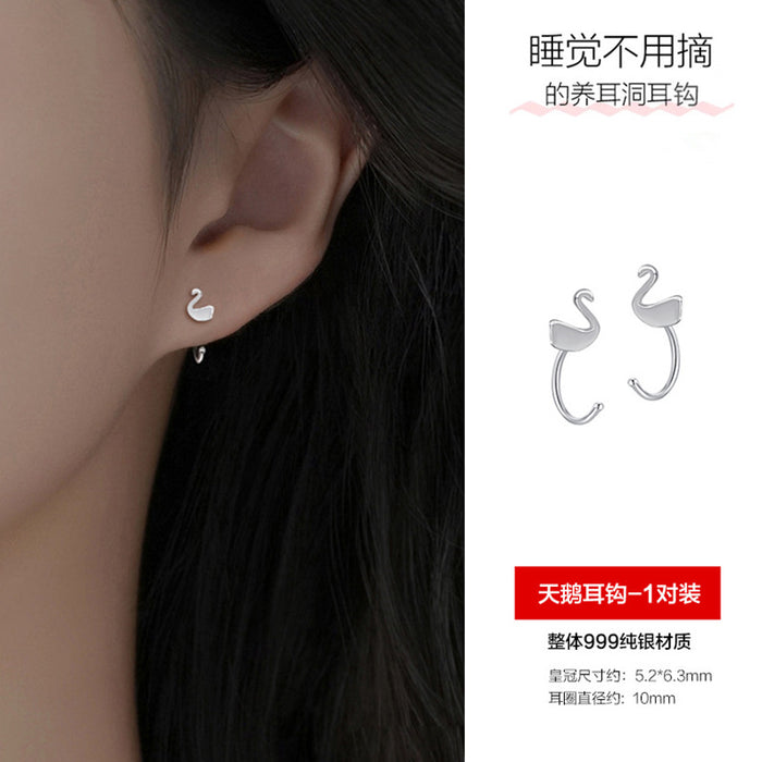 Wholesale Foot silver hollow ear hook with niche design, pure silver earrings, earring studs, jewelry