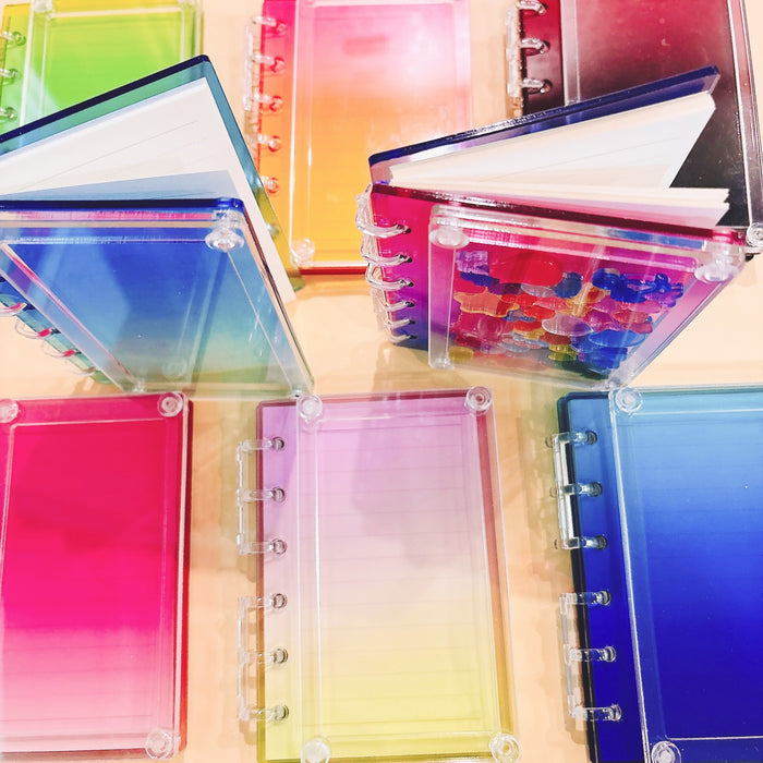 Wholesale Color gradient shake acrylic notebook A7 A5