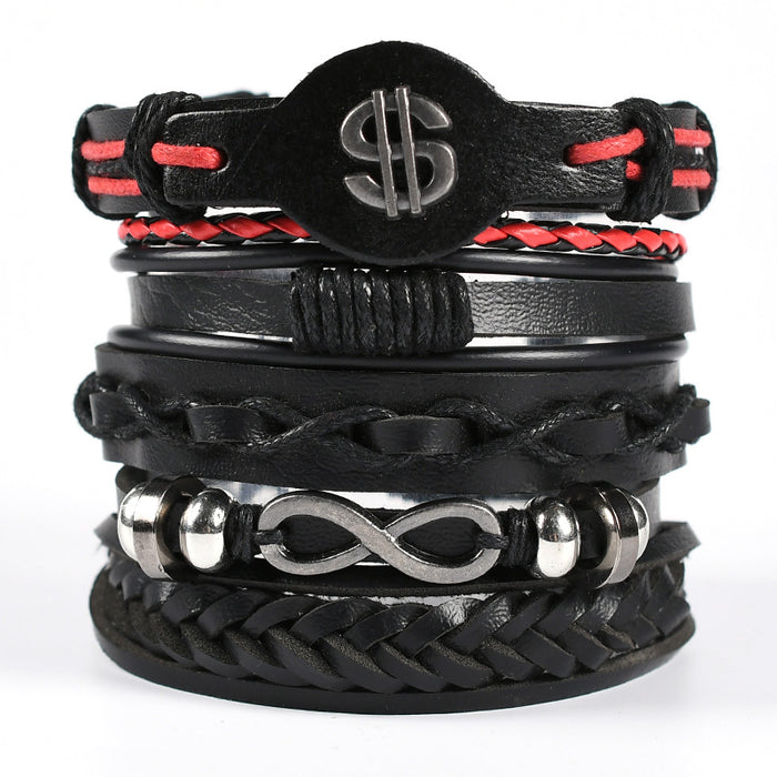 Wholesale Men's woven leather bracelet, genuine leather bracelet
