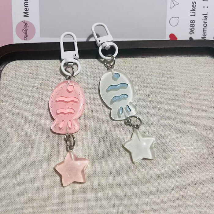 Wholesale Trendy Colorful Tropical Fish Keychain Pendant Stylish Girl Gift Plastic Resin Bag Charm Boutique Resale Accessory