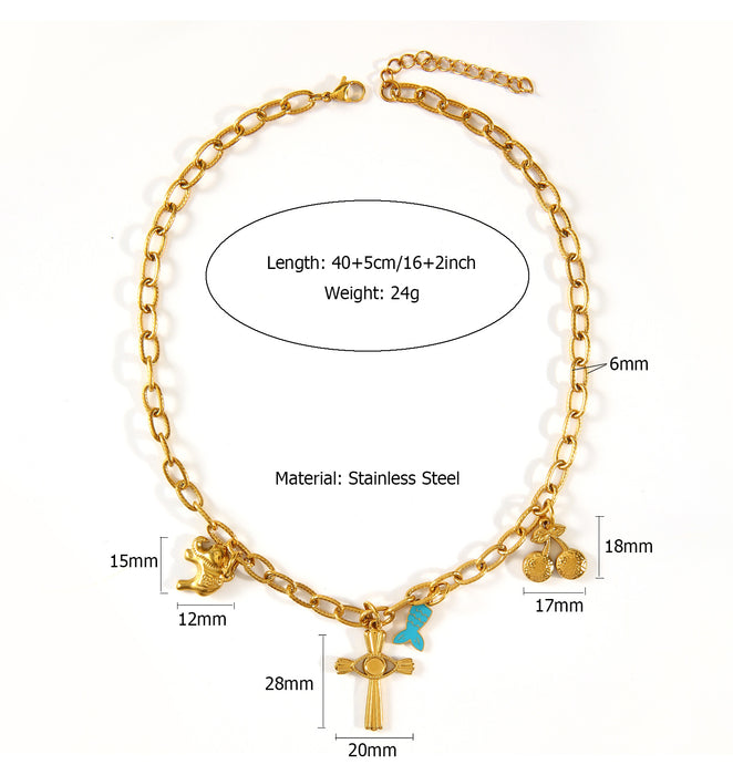 Wholesale Original design ocean style shell necklace paired with stainless steel chain, oil dripping pendant, collarbone chain