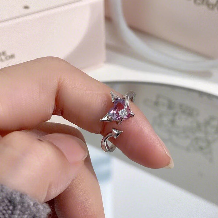 Wholesale Crystal Ring Women's Cartoon Niche High-end Heart Opening Ring