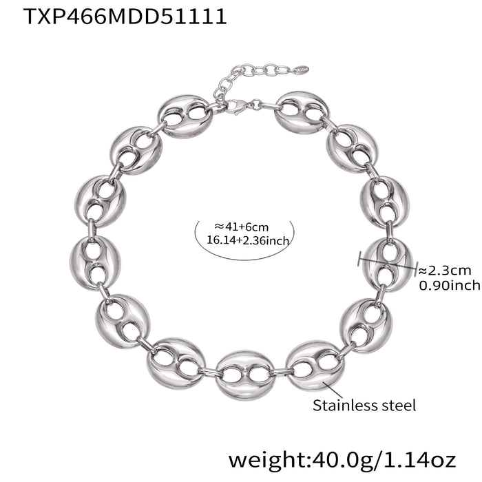 Wholesale Color-blocked hollow coffee bean titanium steel bracelet clavicle chain