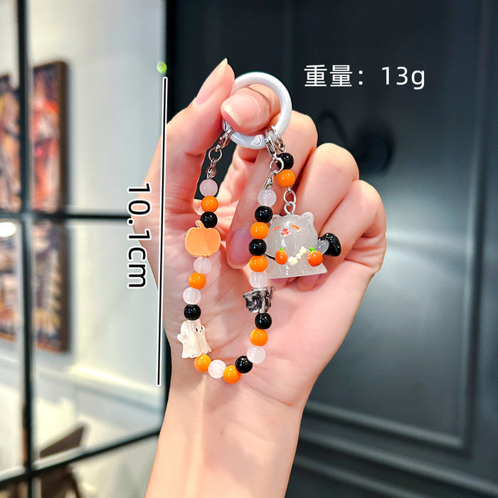 Wholesale Cartoon Ghost Pendant Mobile Phone Lanyard Beaded Candy Color Pendant Handmade Key Chain Lanyard