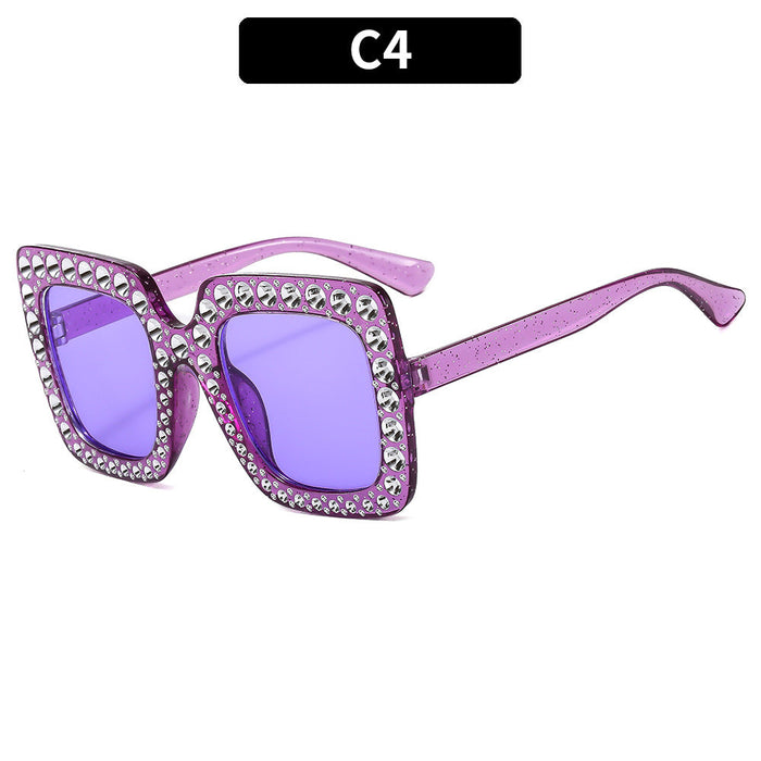 Wholesale Glitter Gold Powder Multi-color Square Rhinestone PC Sunglasses JDC-SG-XIa066