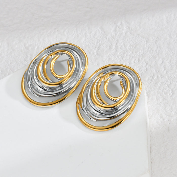 Wholesale Stainless Steel Mixed Color Two-Tone Titanium Steel Earring Set