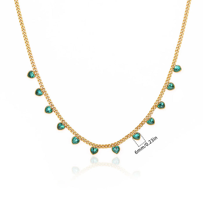 Wholesale  Stainless steel heart-shaped zircon pearl pendant necklace