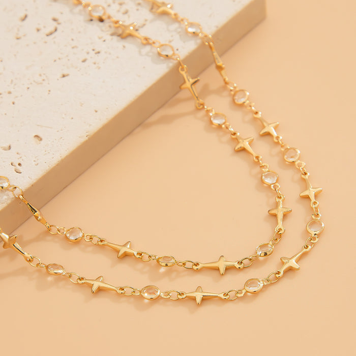 Wholesale Colorful Y-shaped daisy chain necklace with three-dimensional metal copper collarbone chain for accessories