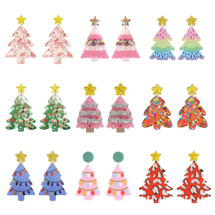 Wholesale  Christmas Tree Holiday Earrings Christmas Star Acrylic Sheet Earrings