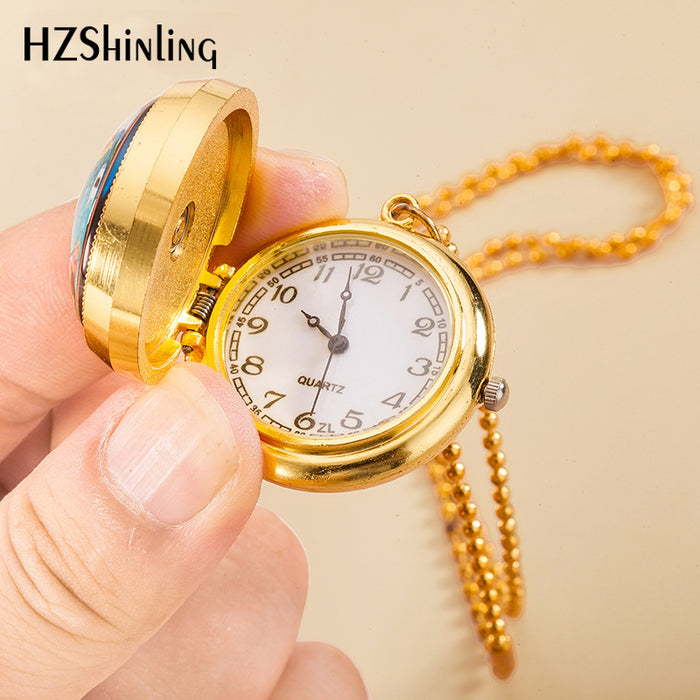 Wholesale Character peripheral rotating pocket watch student rotating flip necklace watch