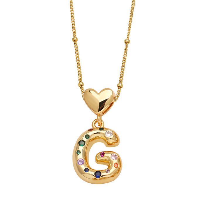 Wholesale  Love  English Letter Necklace Women's Color Zircon Gold Plated Clavicle Chain