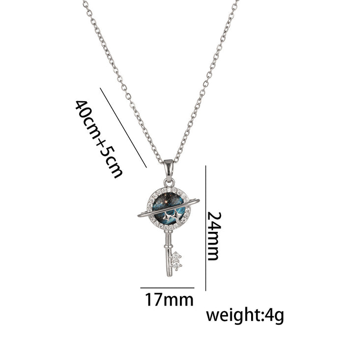 Wholesale Titanium Steel Planet Starry Sky Necklace JDC-NE-Kucai024