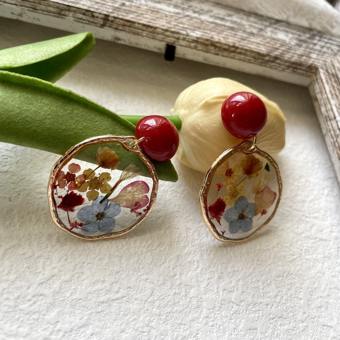 Wholesale Vintage plant dropper earrings with cute ear clips and earrings
