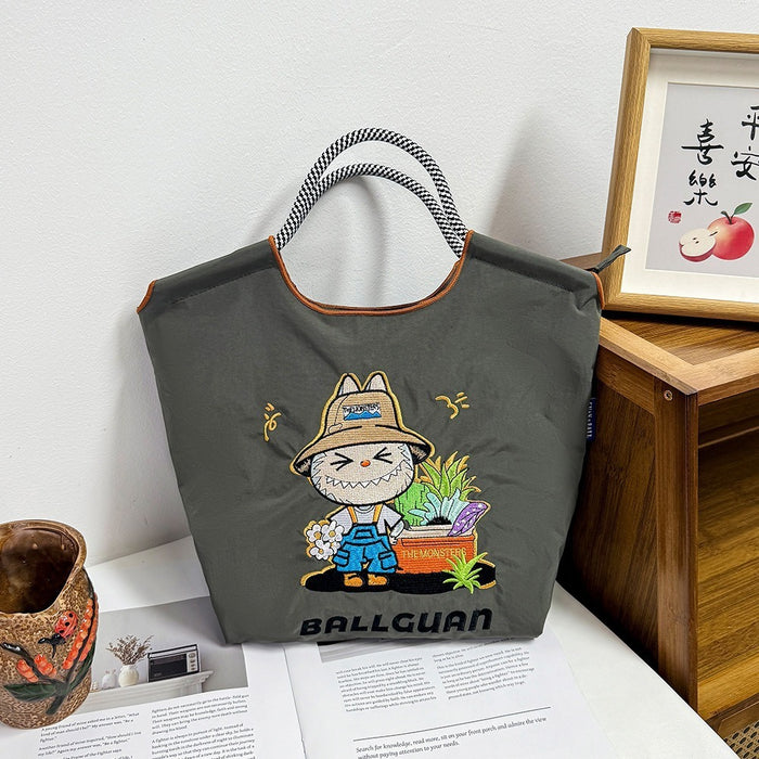 Wholesale Zippered Embroidered Shoulder Bag Waterproof Nylon Messenger Bag Handheld Canvas Bag