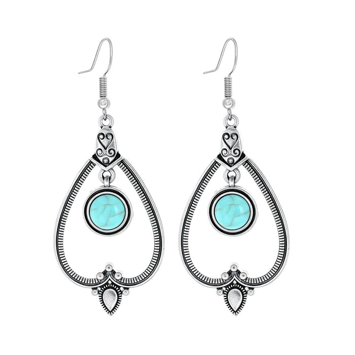 Wholesale Beach Vacation Geometric Alloy Earrings with Turquoise Acrylic Fashion Jewelry MOQ≥2
