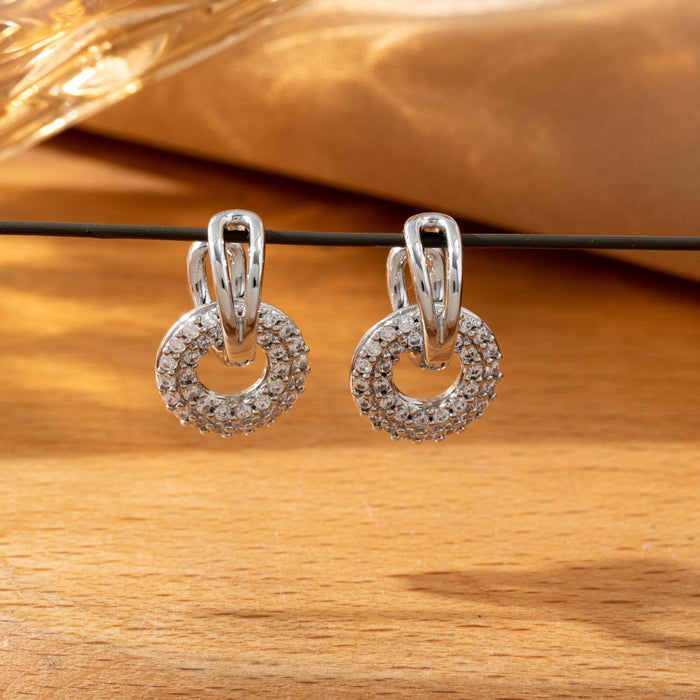 Wholesale Diamond-Encrusted Geometric Hoop Earrings Accessories