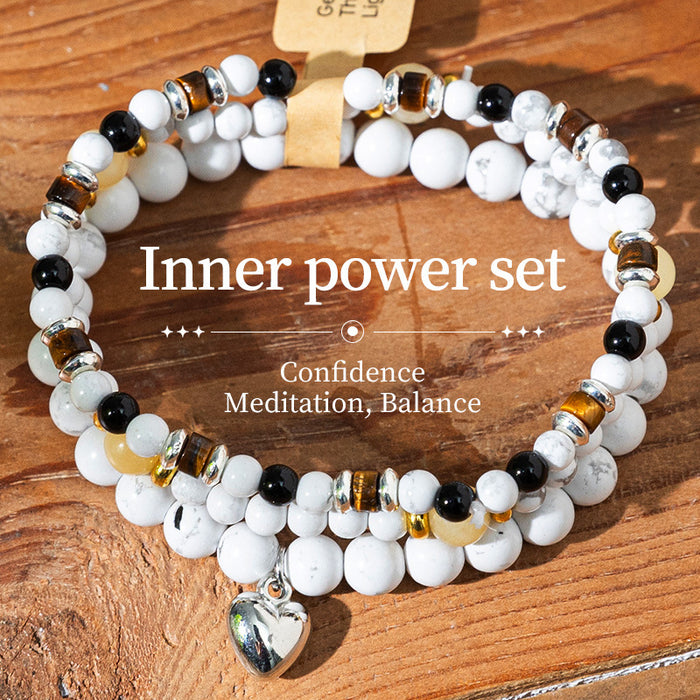 Wholesale Bohemian Heart Stone Bracelet Minority Ethnic Style Multi-layer Stacked Crystal Bracelet