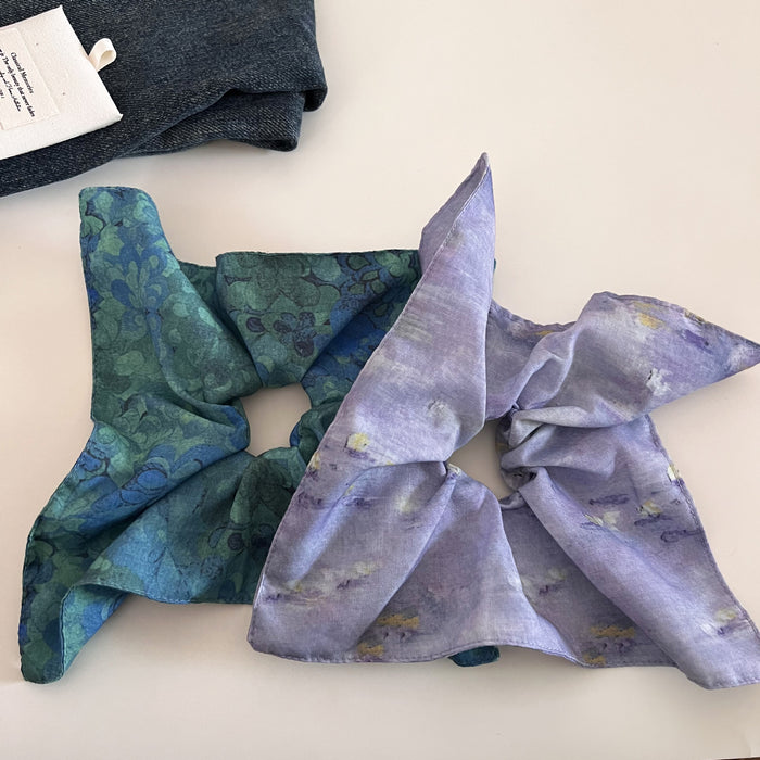 Wholesale Retro niche square scarf headband with high-end temperament, hair tie at the back of the head, headband, ponytail, rubber band hair accessory