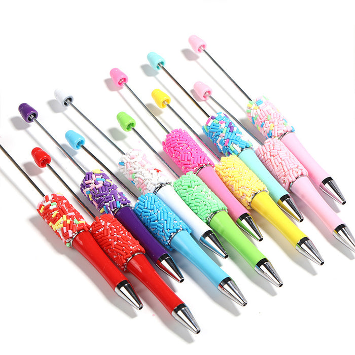 Wholesale 10PCS New color sugar bead pen color needle ballpoint pen high value DIY rotating candy party cute bead pen
