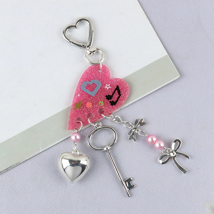 Wholesale Blue Powder Acrylic Colorful Sequins Alloy Bow Love Accessories