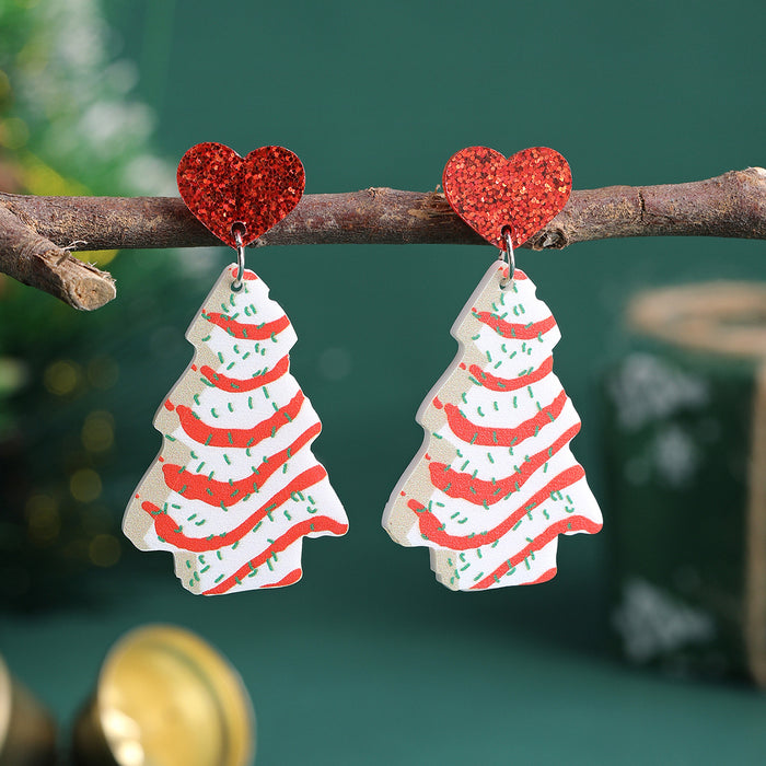 Wholesale Christmas tree earrings love acrylic earrings