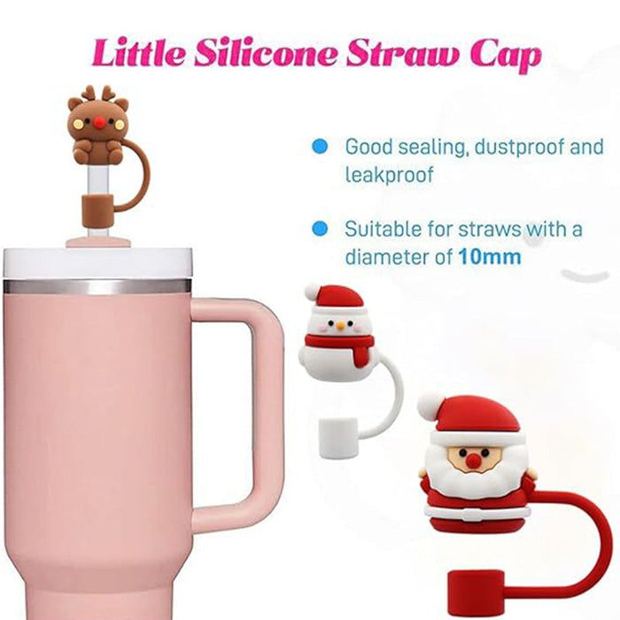 Wholesale 10mm Soft Rubber Christmas Straw Dust Plug Straw Decoration JDC-SCR-QianYu002