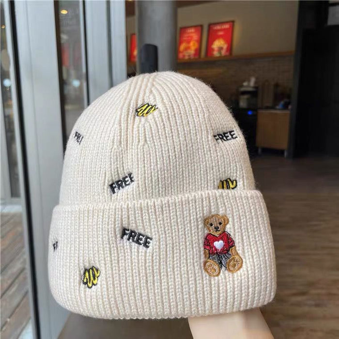 Wholesale Autumn and Winter Cartoon Embroidery Letters Pullover Knitted Hat JDC-FH-Shangy001