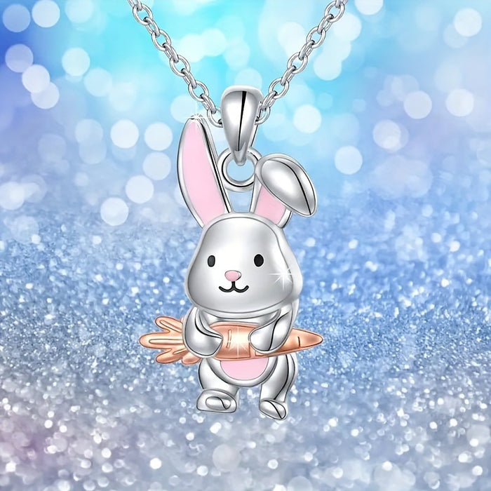 Wholesale Cute cartoon pink rabbit pendant necklaces