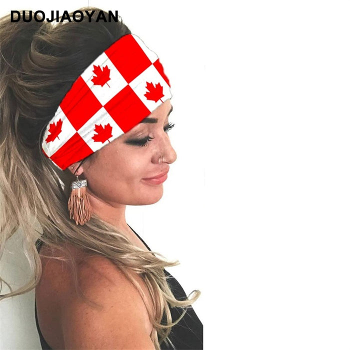 Wholesale Printed Flag Pattern Sports Headband Polyester Stretchy Wide Edge Everyday Styling