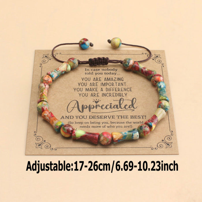 Wholesale Natural Stone Handmade Woven Bracelet with Bamboo Joint Design Unisex Jewelry MOQ≥2