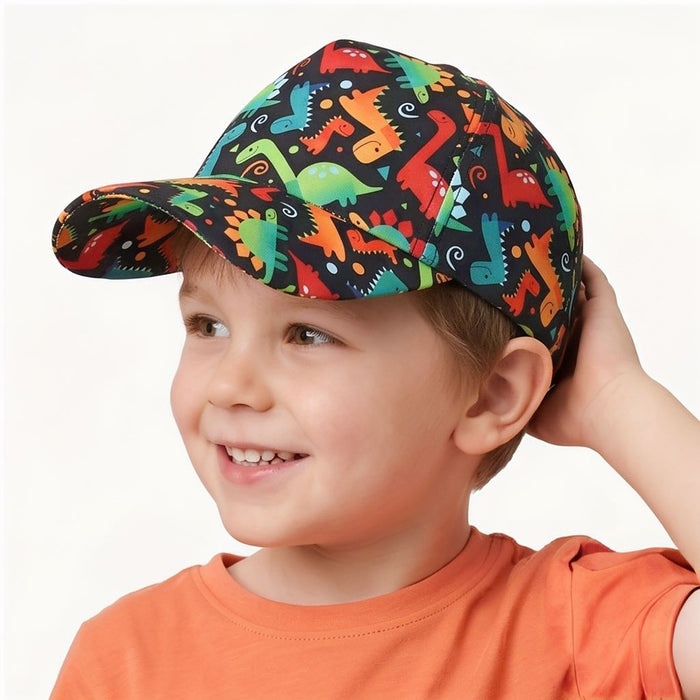 Wholesale Kids Printed Dinosaur Excavator Truck Baseball Cap Summer Sun Hat for Boys Boutique