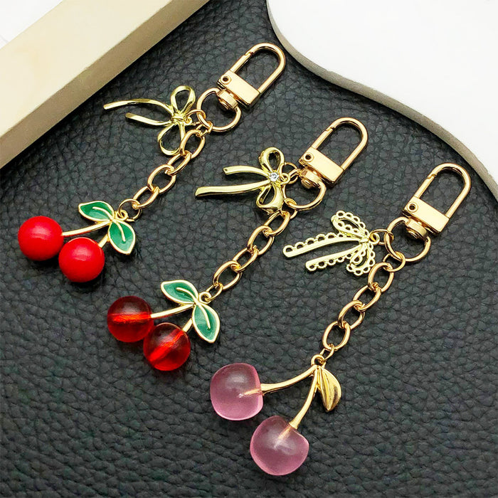 Wholesale Creative cherry-shaped enamel metal keychain