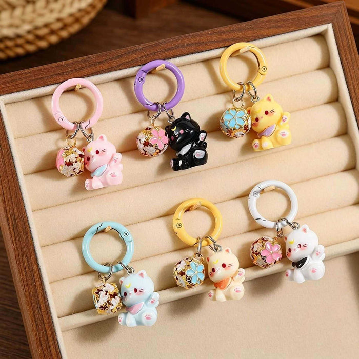 Wholesale Cute Cartoon Cat Keychain Resin Bag Charm Pendant For School Bags And Handbags Boutique Resale Accessory