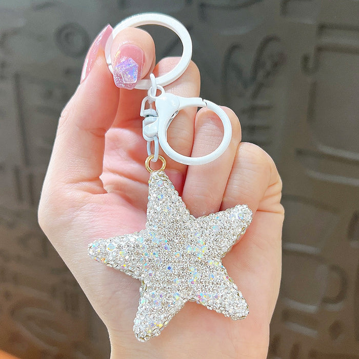 Wholesale Full Diamond Five-pointed Star Zinc Alloy Keychain JDC-KC-YanG070