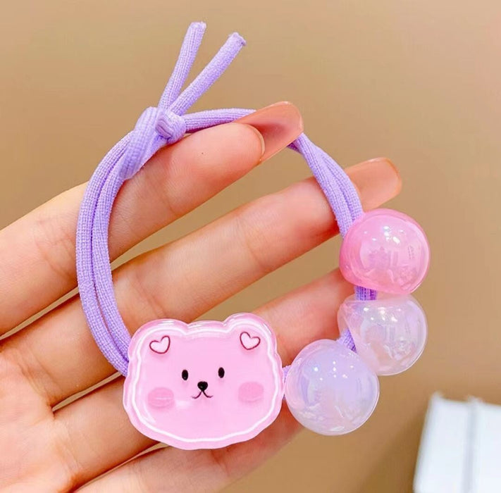 Wholesale Children's Hair Rope Cartoon Hair Rope Bear Hair Tie Cute Rubber Tendon Girls' Pony Tail Headwear Little Girls' Hair Ring Hair Accessories