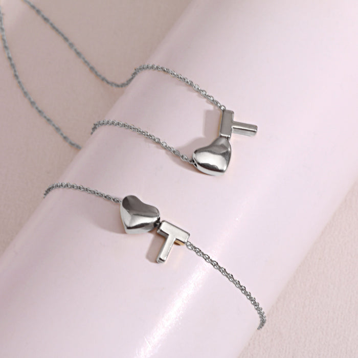 Wholesale Clavicle chain jewelry accessory 26 letter heart pendant titanium steel necklace