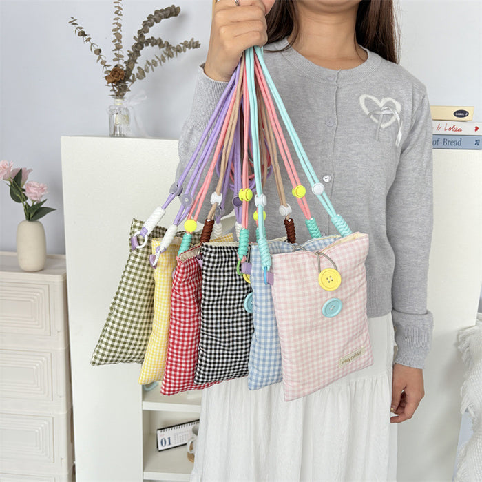 Wholesale Stylish Plaid Button Crossbody Phone Bag Women S Everyday Casual Large Capacity Fashion Accessory Gift