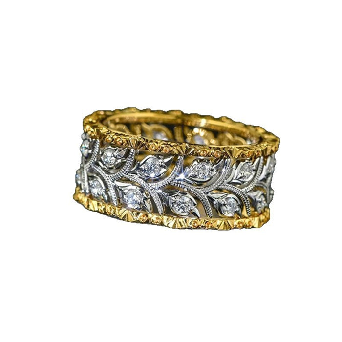 Wholesale Wheat Leaf Exquisite Jewelry Inlaid Zircon Elegant Ring